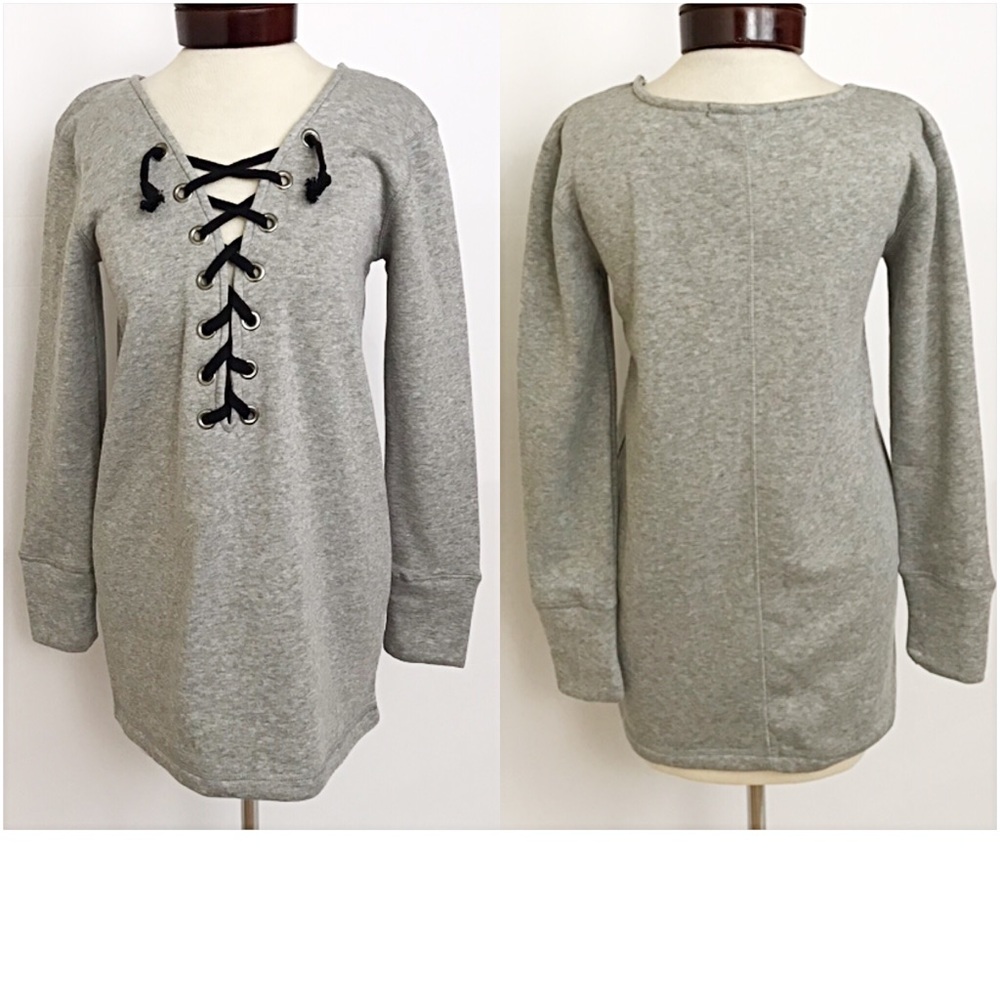 Soft Cozy Lace Up Front Tunic Top SML - Picture 5 of 5